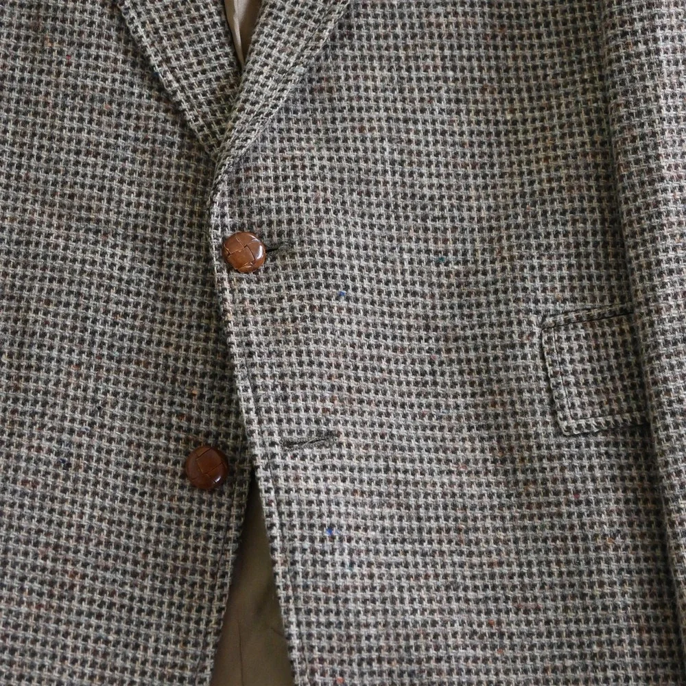 Vtg Levis 44R Brown‎ Blanketweave Tweed 100% Wool Mens Blazer Sport Coat Jacket - Picture 3 of 12
